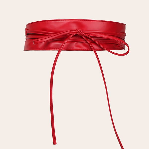 INF Stilig PU-skinn Obi-belte, 360 cm omslagsbelte for kvinner