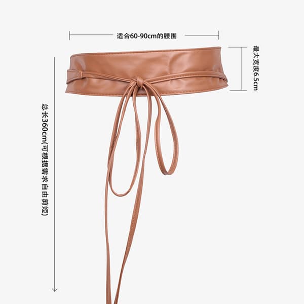 INF Stilig PU-skinn Obi-belte, 360 cm omslagsbelte for kvinner