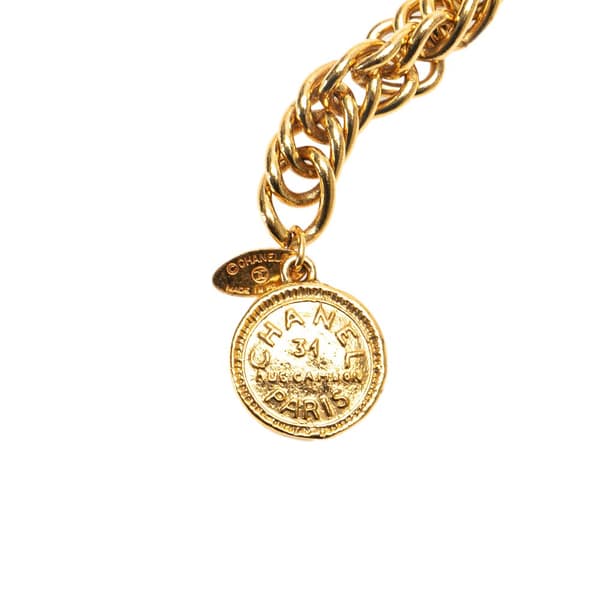 Pre-owned Chanel Gold Plated Logo Plate Chain Belt Gold