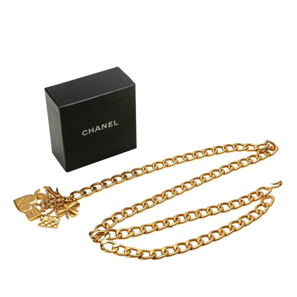 Pre-owned Chanel Gold Plated Iconic Charm Chain Belt Gold