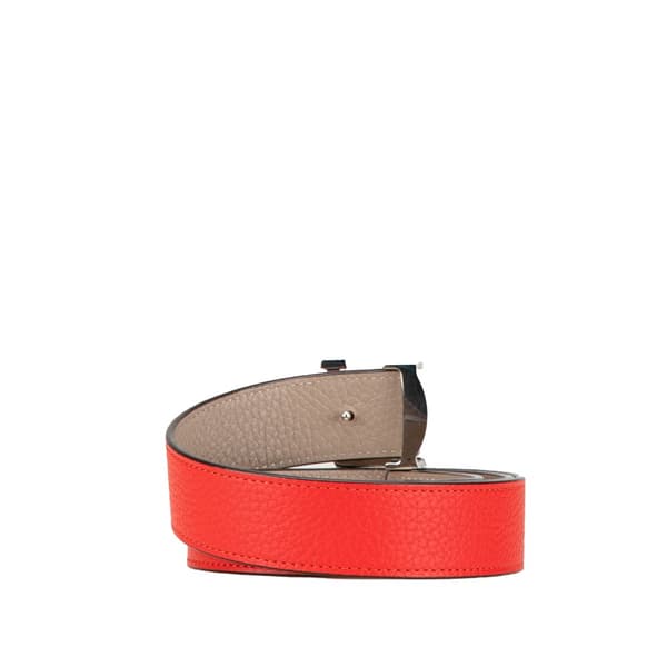 Pre-owned Louis Vuitton Taurillon LV Initiales Belt Red