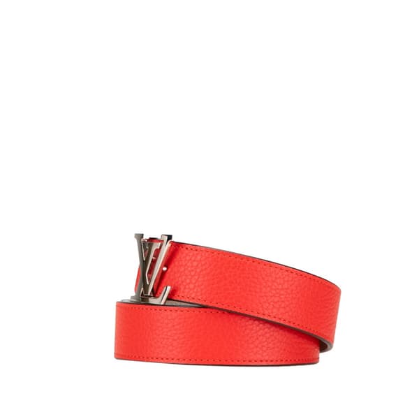 Pre-owned Louis Vuitton Taurillon LV Initiales Belt Red