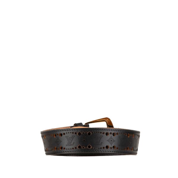 Pre-owned Louis Vuitton Monogram Mahina Perforated Phoenix Belt Black