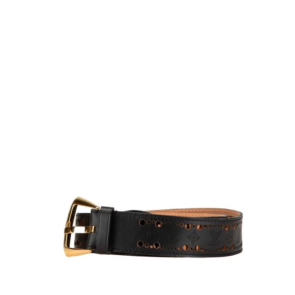 Pre-owned Louis Vuitton Monogram Mahina Perforated Phoenix Belt Black