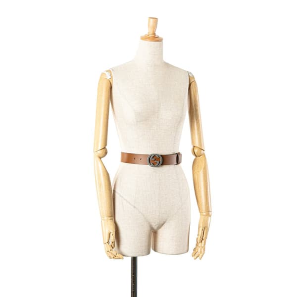 Pre-owned Gucci Leather Interlocking G Belt Brown