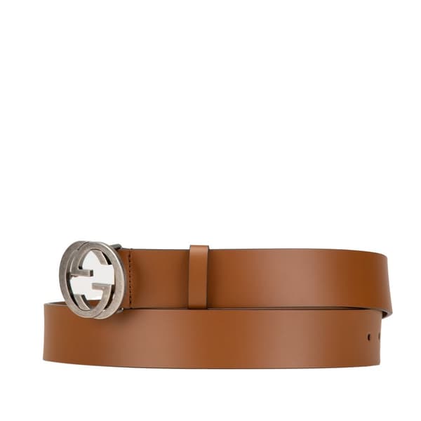 Pre-owned Gucci Leather Interlocking G Belt Brown