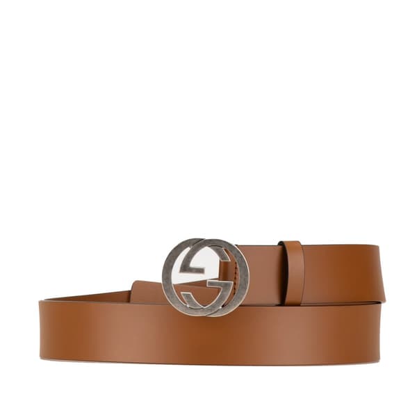 Pre-owned Gucci Leather Interlocking G Belt Brown