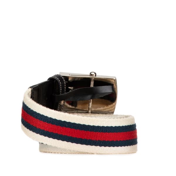 Pre-owned Gucci Canvas Interlocking G Web Buckle Belt White