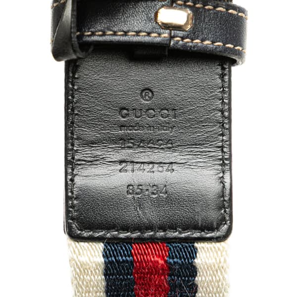 Pre-owned Gucci Canvas Interlocking G Web Buckle Belt White