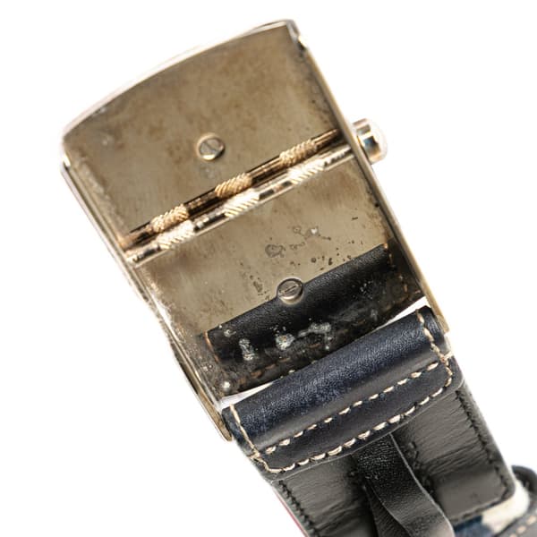 Pre-owned Gucci Canvas Interlocking G Web Buckle Belt White