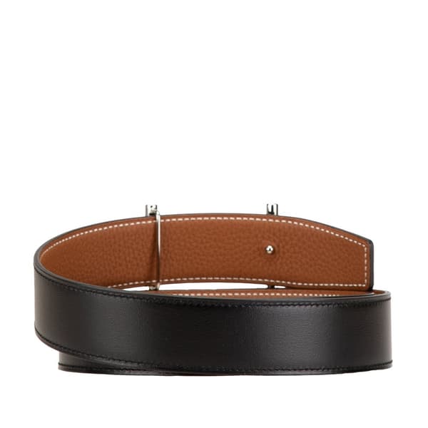 Pre-owned Hermès Leather Rider Reversible Belt Black