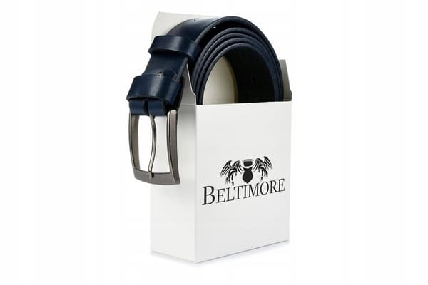 Beltimore marinblått läderbälte för byxor 120 grain