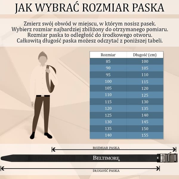Premium läderbälte för män brett 4 cm klassiska svarta Beltimore-jeans