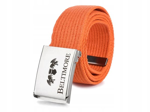 Långt WEBBING Bälte för män militärt justerbart orange bälte Beltimore