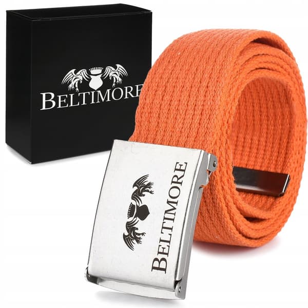 Långt WEBBING Bälte för män militärt justerbart orange bälte Beltimore