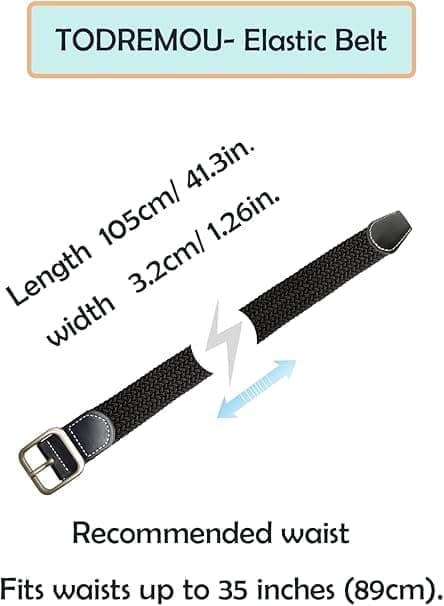 Elastisk bælte lærred stof strækbælte W26-W36