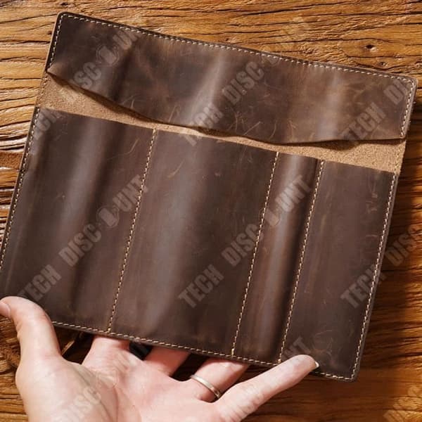 TD® pennfodral kohud läder gardin pennväska enkel litterär multifunktionell gardin penna brun färg