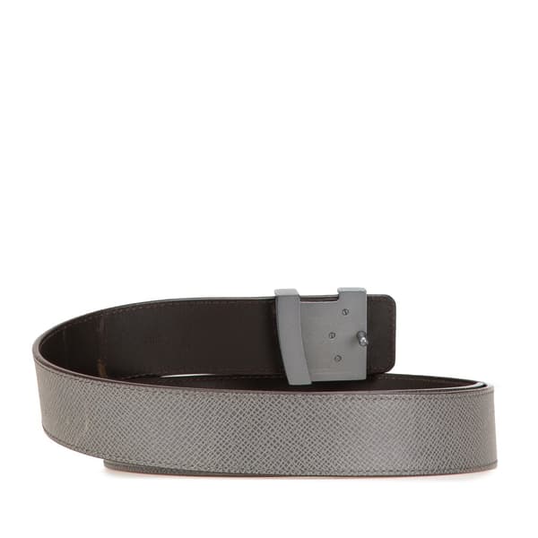 Pre-owned Louis Vuitton Taiga Initiales Belt Gray