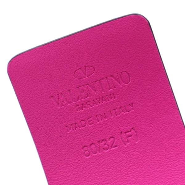 Pre-owned Valentino Leather Crystal VLogo Belt Pink