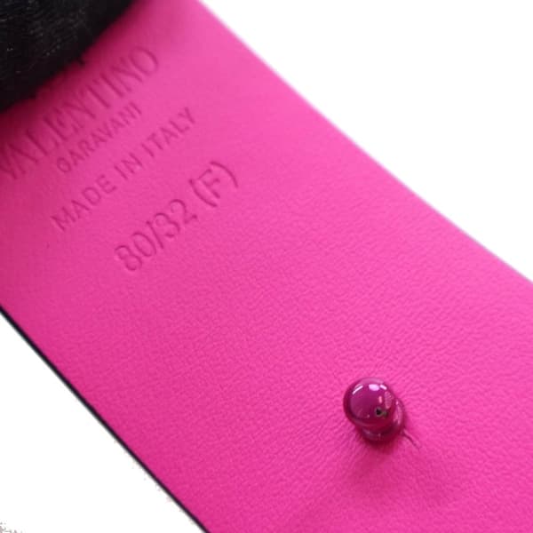 Pre-owned Valentino Leather Crystal VLogo Belt Pink