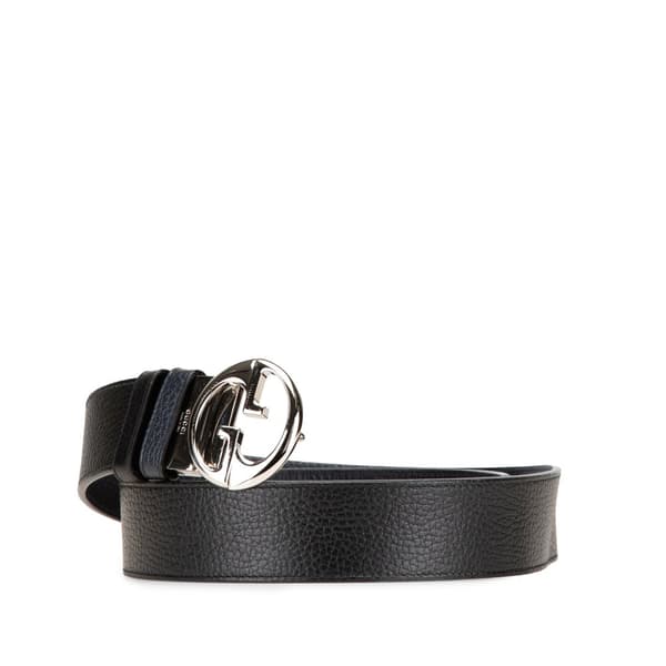 Pre-owned Gucci Leather 1973 Reversible Belt Black