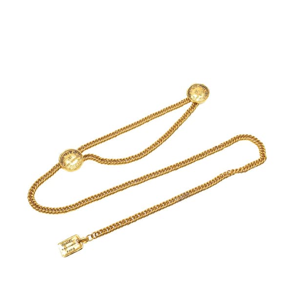 Pre-owned Chanel Gold Plated 31 Rue Cambon Paris Medallion Chain Belt Gold