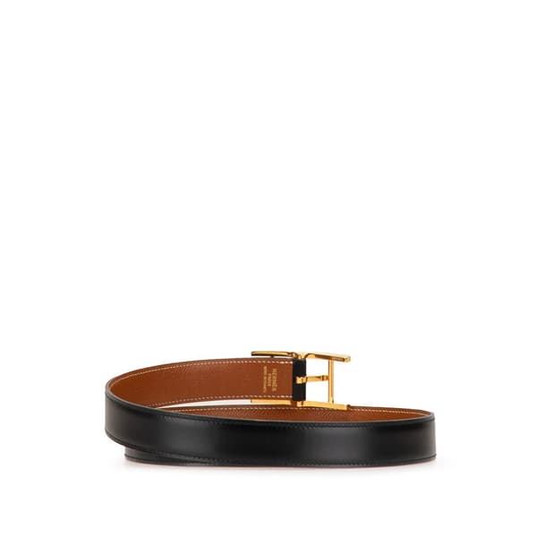Pre-owned Hermès Leather Quentin Reversible Belt Black