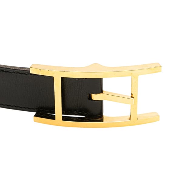 Pre-owned Hermès Leather Quentin Reversible Belt Black