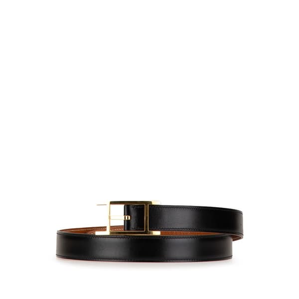 Pre-owned Hermès Leather Quentin Reversible Belt Black