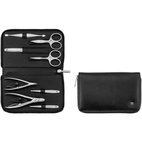 ZWILLING TWINOX reseset – svart läderfodral, 8 delar