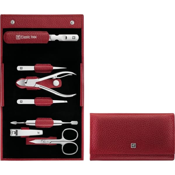 ZWILLING CLASSIC INOX Manicuresæt - rødt læderetui, 7 dele