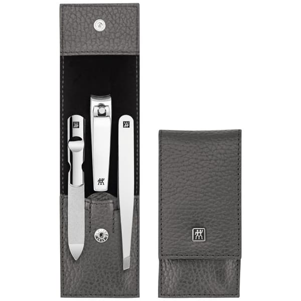 Zwilling Classic Inox Reseset - Läderfodral, 3 delar - Grå