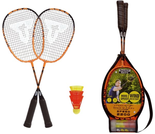 Talbot Torro 490112 badmintonketcher Aluminium Sort, Orange 2 stk