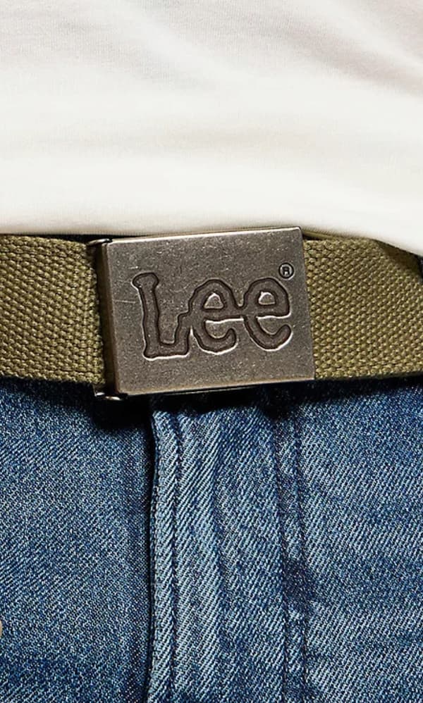 Lee WEBBING BELT Mercantile GRÖNT BÄLTE MED HELT SPÄNN MED LOGOTYP Storlek 105 cm