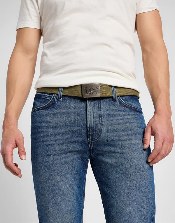 Lee WEBBING BELT Mercantile GRÖNT BÄLTE MED HELT SPÄNN MED LOGOTYP Storlek 105 cm
