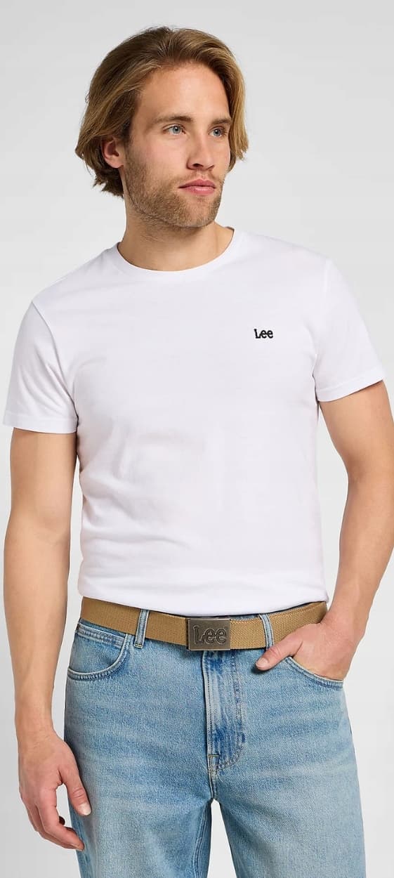 Lee WEBBING BELT Glaserat ingefärabeige bälte med fullt spänne och logotyp Storlek 95 cm