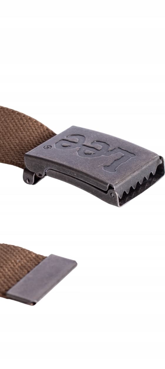 Lee WEBBING BELT Acorn BRUN RÖTT BÄLTE MED HELT SPÄNN MED LOGOTYP Storlek 90 cm