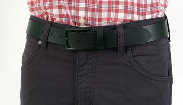 WILD JEANS SLIM HERRBÄLTE I SVART LÄDER, GÅVA, 105 cm