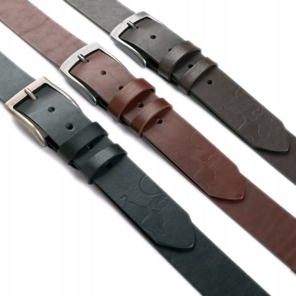 WILD DENIM HERRLÄDERBÄLTE I COGNAC ÄKTA NARRÄTTSLÄDER Storlek 120 cm
