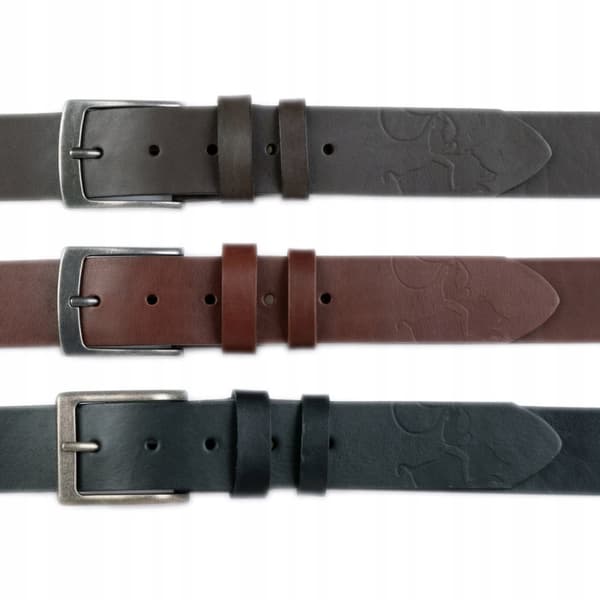 WILD DENIM HERRLÄDERBÄLTE I COGNAC ÄKTA NARRÄTTSLÄDER Storlek 120 cm