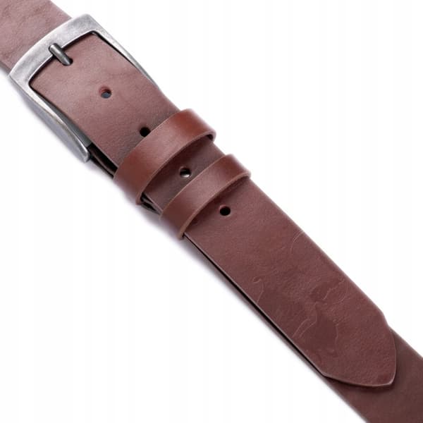 WILD DENIM HERRLÄDERBÄLTE I COGNAC ÄKTA NARRÄTTSLÄDER Storlek 120 cm