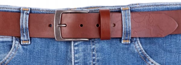 WILD DENIM HERRLÄDERBÄLTE I COGNAC ÄKTA NARRÄTTSLÄDER Storlek 120 cm