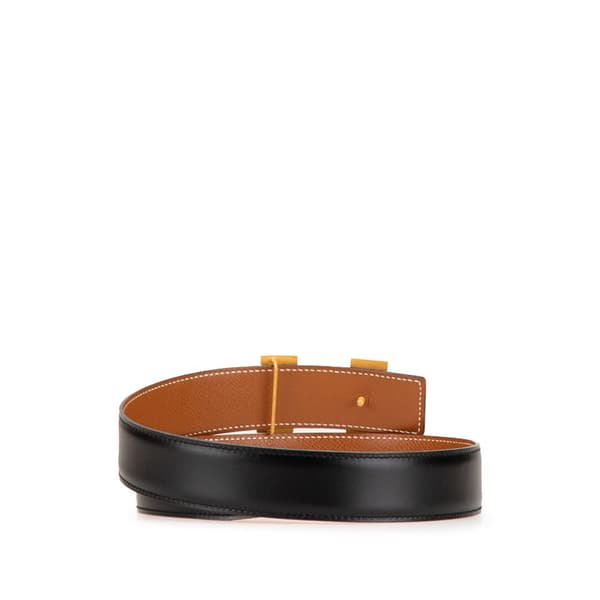 Pre-owned Hermès Box Calf Constance H Reversible Belt Black