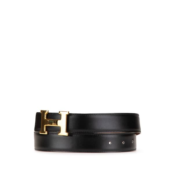Pre-owned Hermès Box Calf Constance H Reversible Belt Black