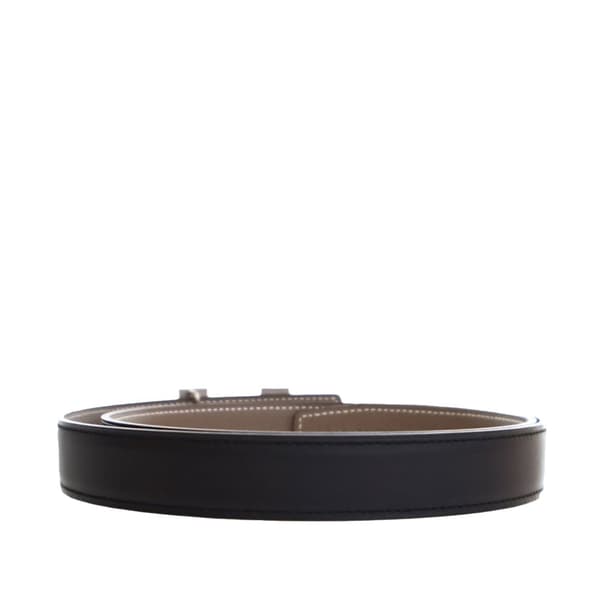 Pre-owned Hermès Epsom and Swift Constance H Reversible Belt Black