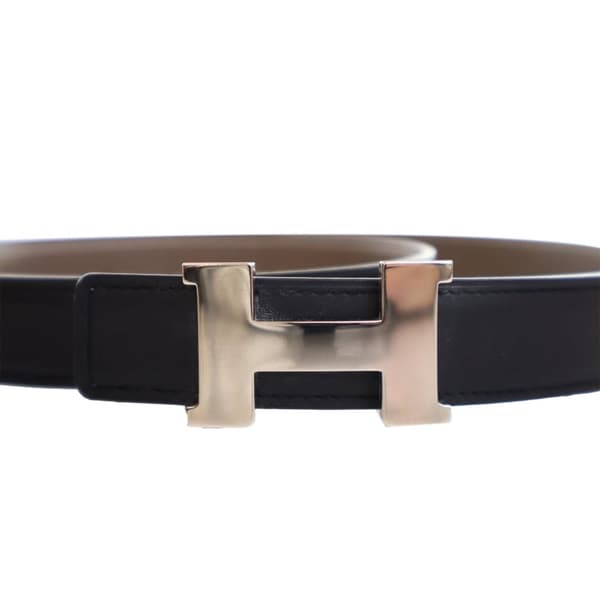 Pre-owned Hermès Epsom and Swift Constance H Reversible Belt Black