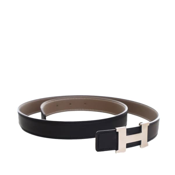 Pre-owned Hermès Epsom and Swift Constance H Reversible Belt Black