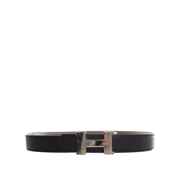 Pre-owned Hermès Epsom and Swift Constance H Reversible Belt Black