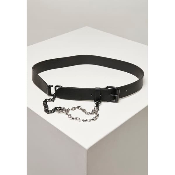 Bälte - Urban Classics - Syntetläder - Svart - Unisex - Tvåfärgad kedja