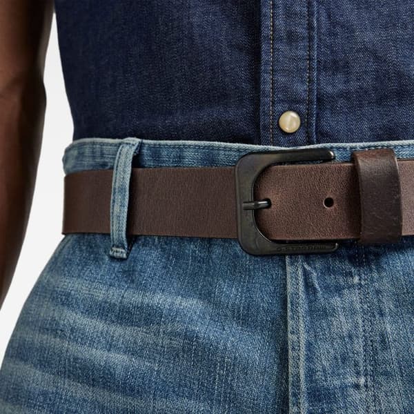 Bälte - G-Star - Zed - Fullnarvigt buffelskinn - Mörkbrun - Chic stil